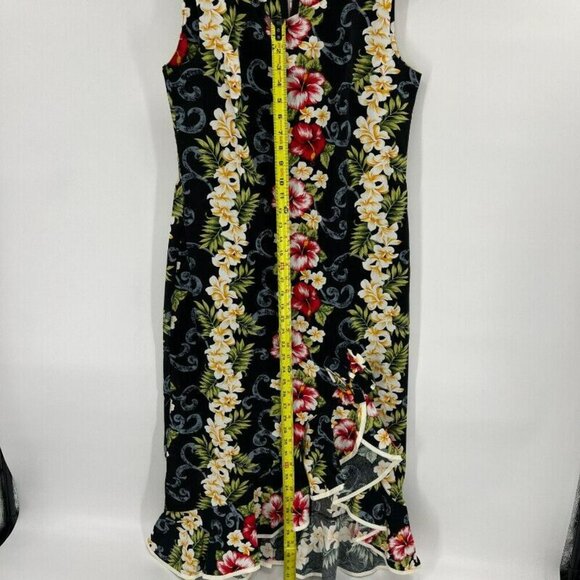 Two Palms Floral Hawaii Sleeveless Midi Ruffle Slit Dress Womens Size M - Picture 6 of 9